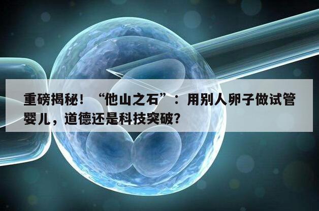 重磅揭秘！“他山之石”：用别人卵子做试管婴儿，道德还是科技突破？