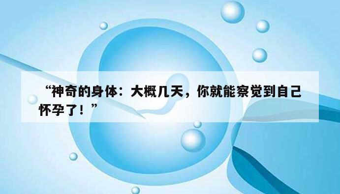 “神奇的身体：大概几天，你就能察觉到自己怀孕了！”