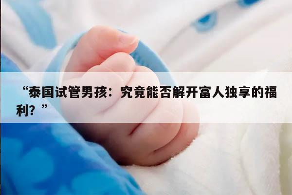 “泰国试管男孩：究竟能否解开富人独享的福利？”