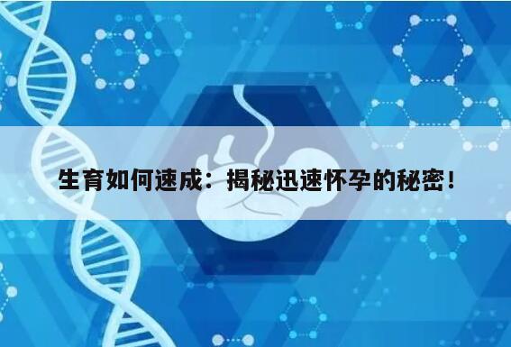 生育如何速成：揭秘迅速怀孕的秘密！