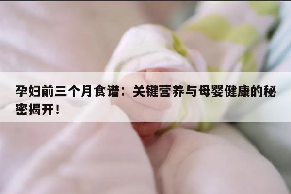 孕妇前三个月食谱：关键营养与母婴健康的秘密揭开！