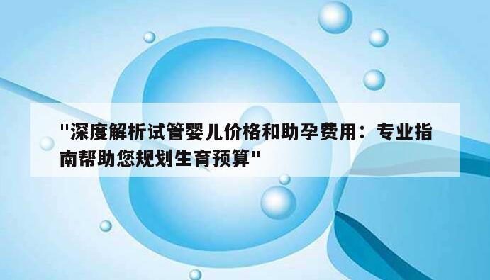 "深度解析试管婴儿价格和助孕费用：专业指南帮助您规划生育预算"